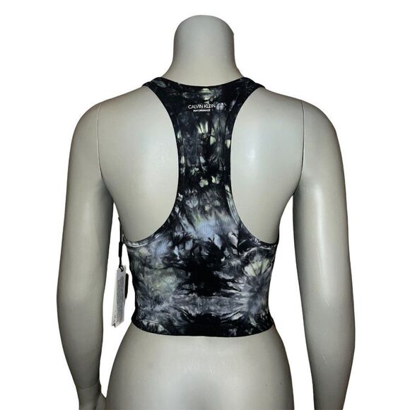 Calvin Klein Performance Oslo Black Tie Dye Racerback Crop Top Women's XS NWT - Picture 3 of 8